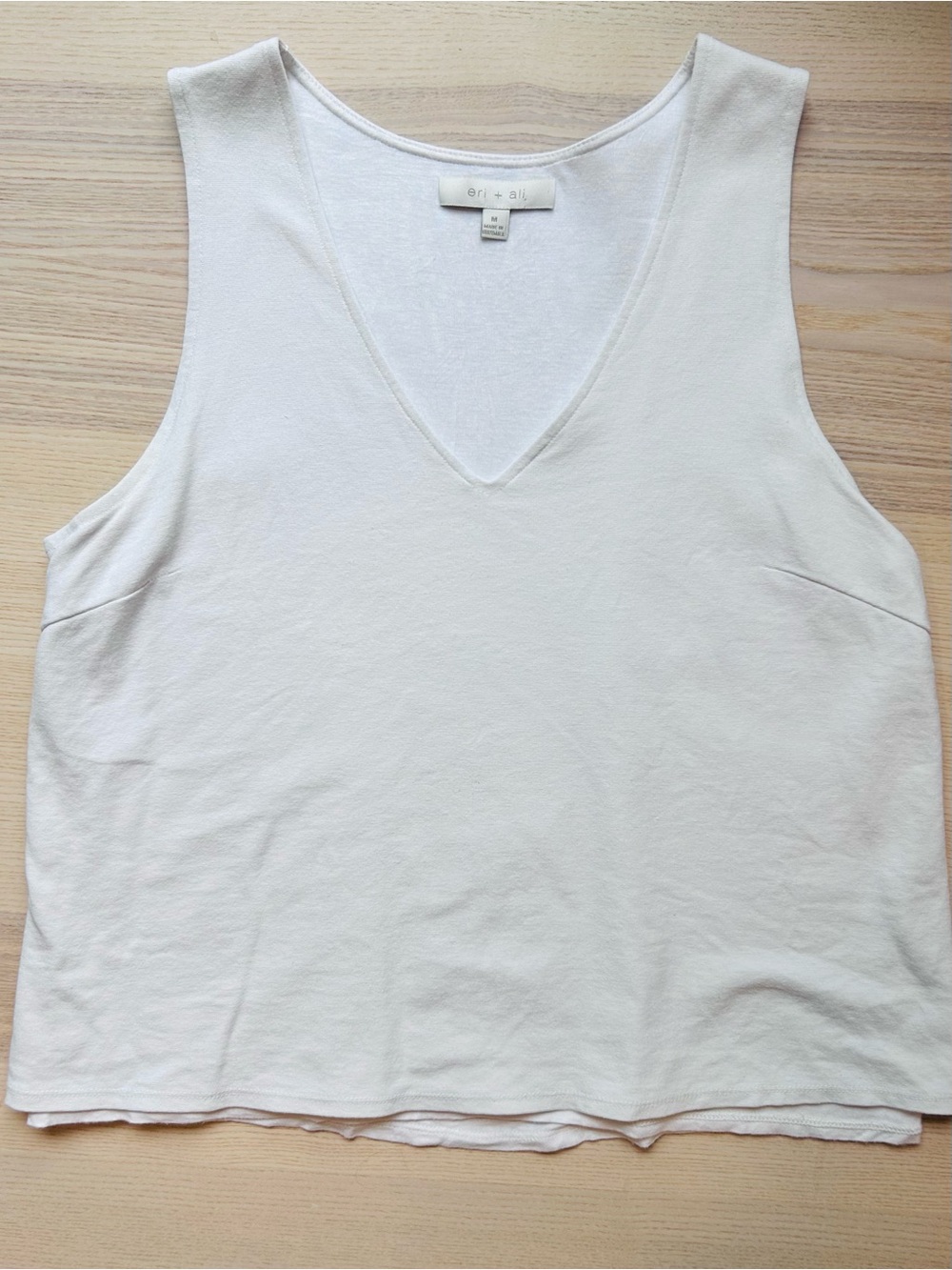 Anthropologie Eri + Ali Off-White V-Neck Layered Tank Top Casual Basic Size M